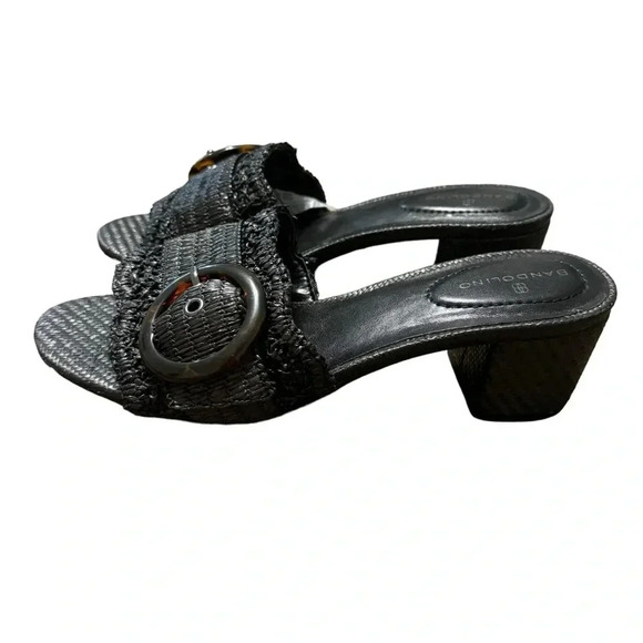 👡✨ Bandolino Black Woven Buckle Heeled Sandals Women’s Size 8.5 Chic‎ ✨👡 - Picture 3 of 5